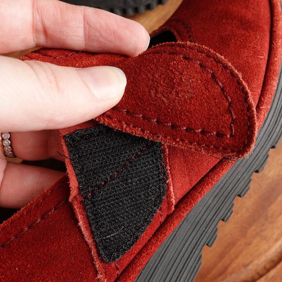 Fly London Shoes Womens SZ EU 38 US 7.5-8 Red Lato Mary Jane Wedge Suede Comfort - Picture 13 of 13
